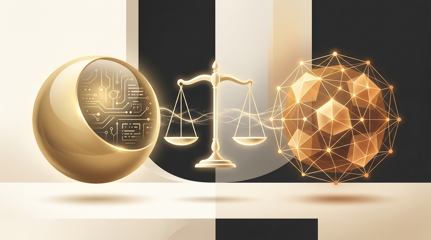 Claude Opus 5.5 versus GPT-6 Astra comparison — two AI systems facing off on golden scales